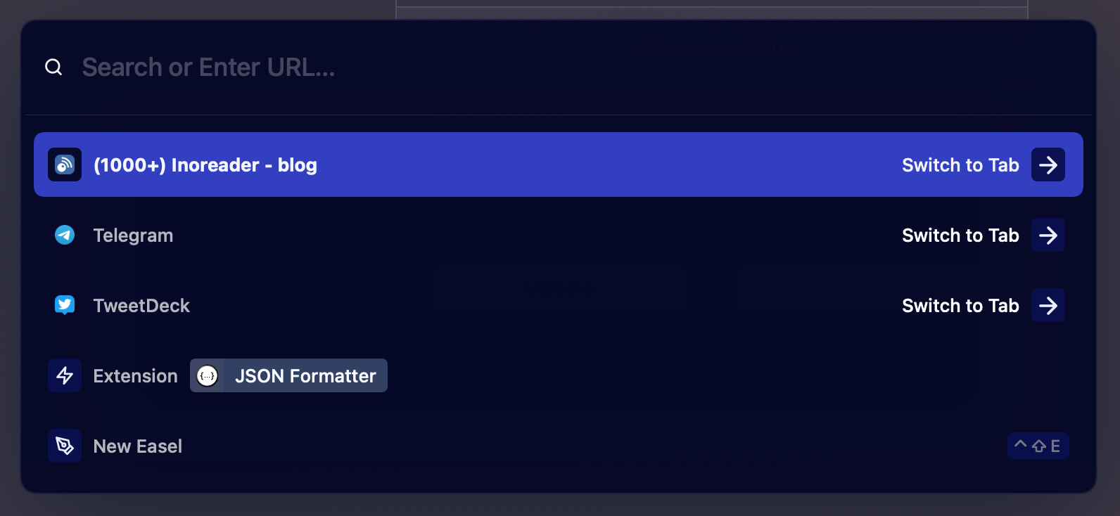 Arc command bar